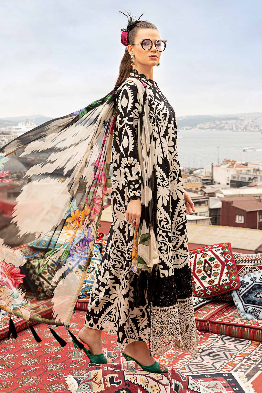 3 Piece Unstitched Printed Cambric Suit by Maria B| Sehra Collection