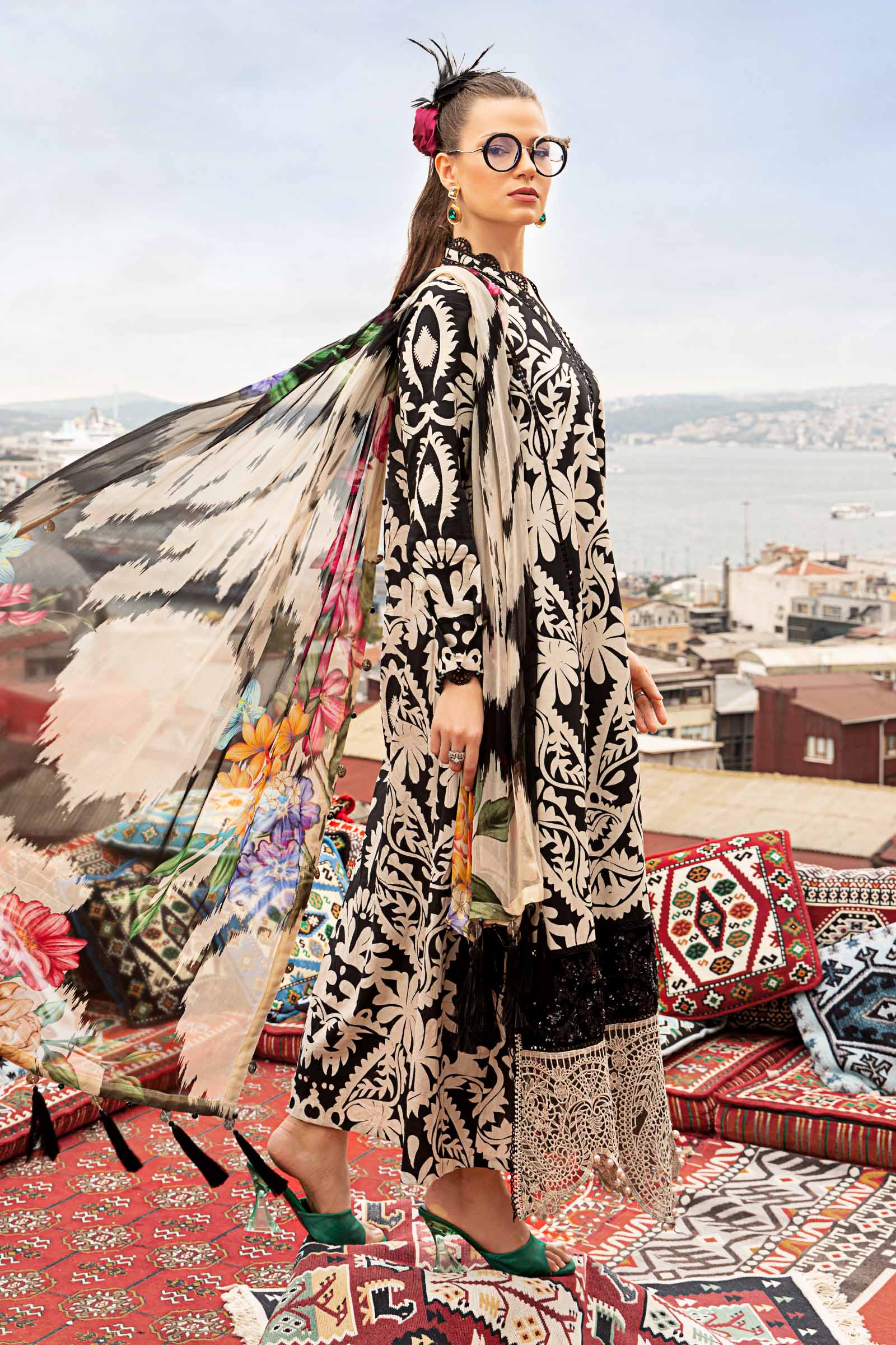 3 Piece Unstitched Printed Cambric Suit by Maria B| Sehra Collection