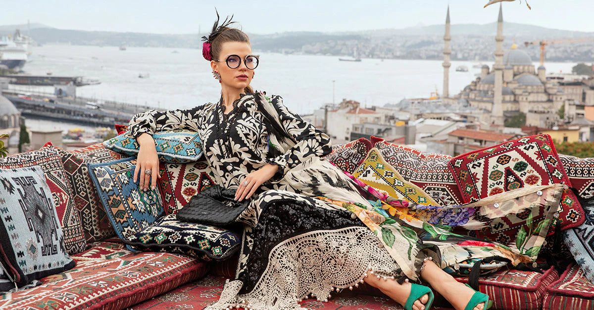 3 Piece Unstitched Printed Cambric Suit by Maria B| Sehra Collection