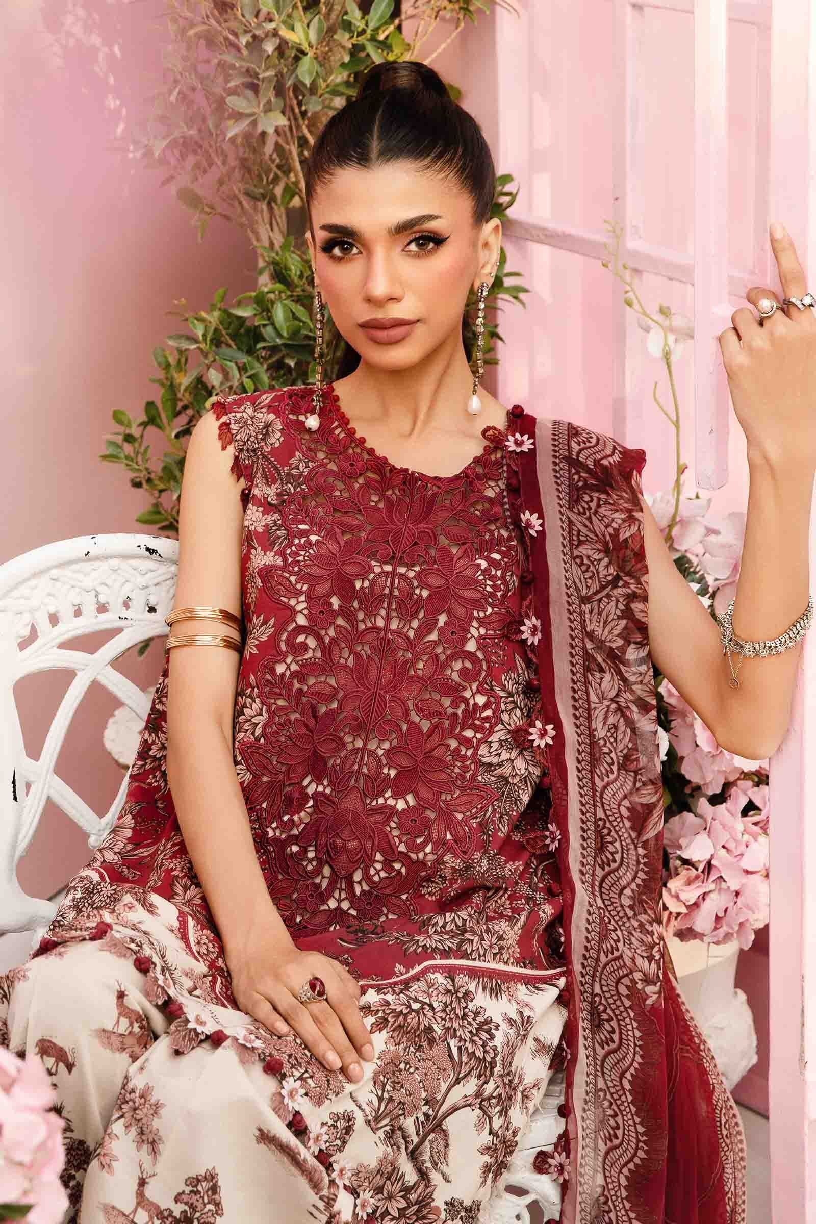 3 Piece Unstitched Embroidered Lawn Suit by Maria B