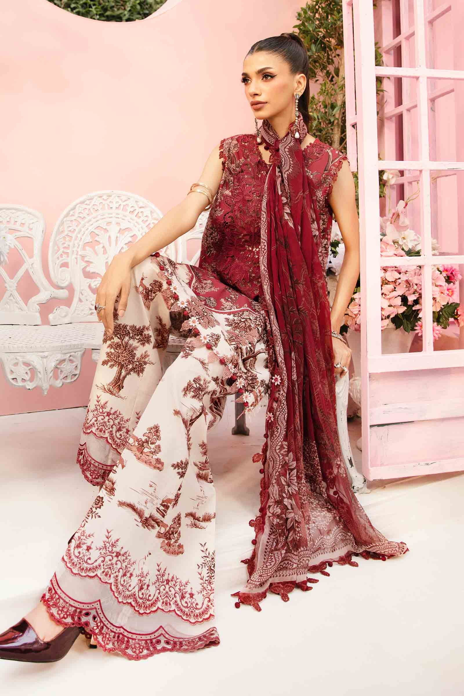3 Piece Unstitched Embroidered Lawn Suit by Maria B