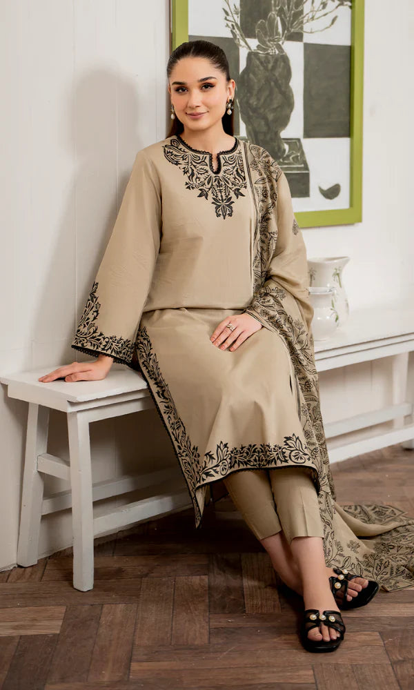 Garnet - 3PC Lawn Embroidered Suit- By Sehra Collection