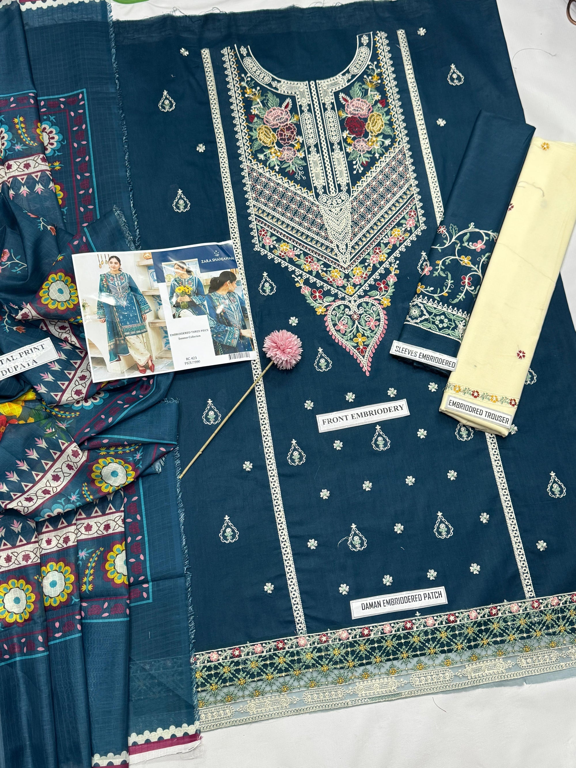 ZARA SHAHJAHAN LAWN  WITH  DIGITAL Diamond DUPATTA