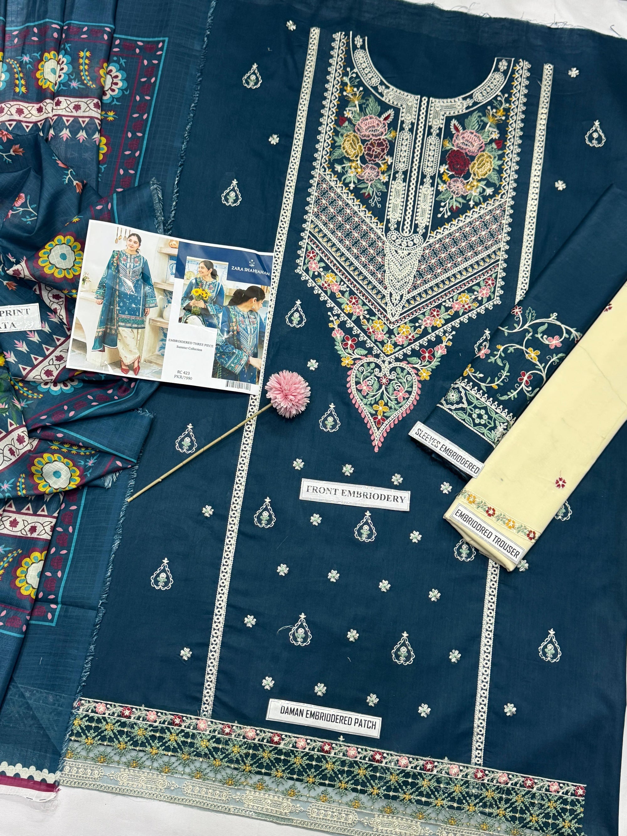 ZARA SHAHJAHAN LAWN  WITH  DIGITAL Diamond DUPATTA